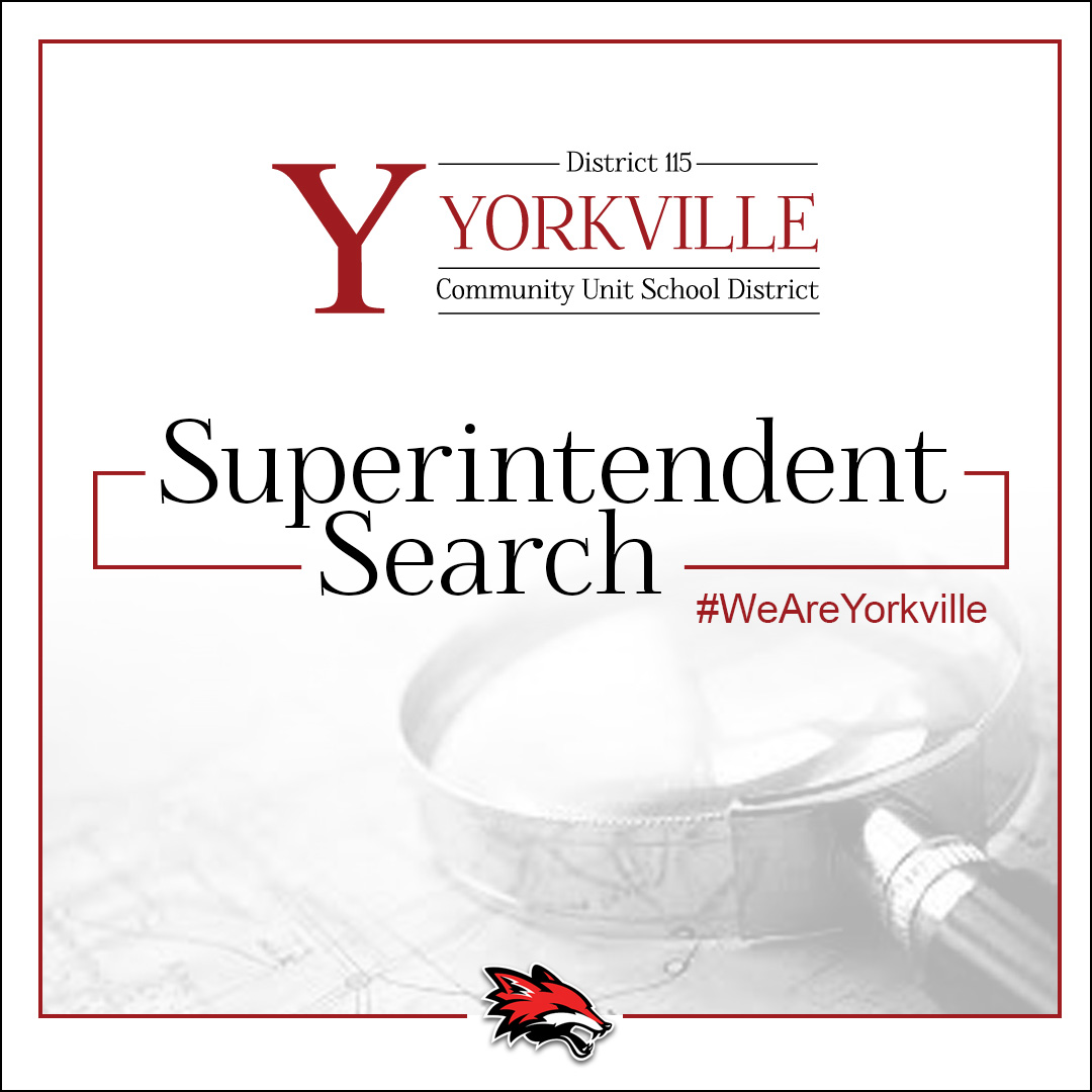 The D115 superintendent search is underway and here is how you can be a part of the process. Participate in a survey and/or attend an open community forum on 9/20 or 9/21. Please click on the follow link for more information: tinyurl.com/w5fkshme #WeAreYorkville