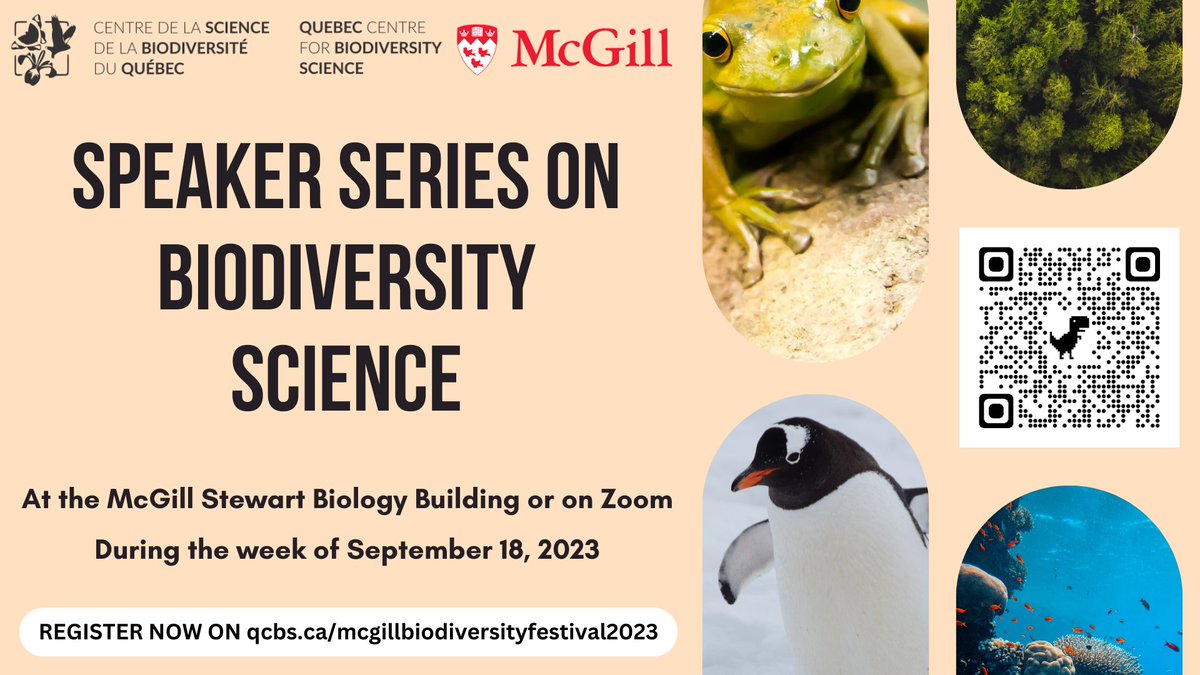 📢 Explore the captivating world of #biodiversity science through our engaging Speaker Series ! Register to discover how #science is driving conservation efforts and shaping a #sustainable future for all 🐸🌿 qcbs.ca/mcgillbiodiver…