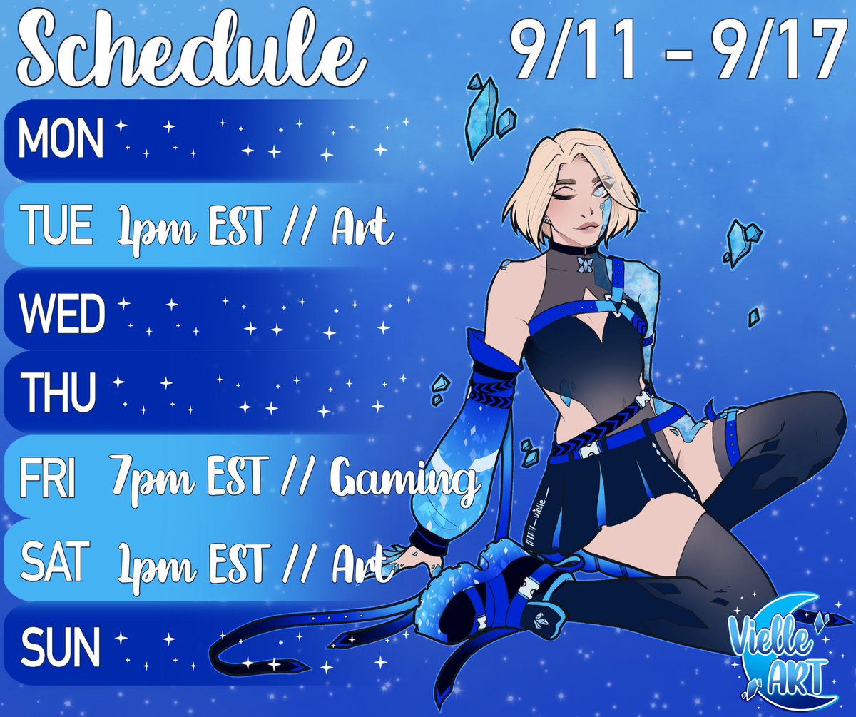 __vielleVT's tweet photo. 💎9/11 - 9/17💎
Simple schedule this week! ✨ 
see you then! https://t.co/Ifk0GXEQX3