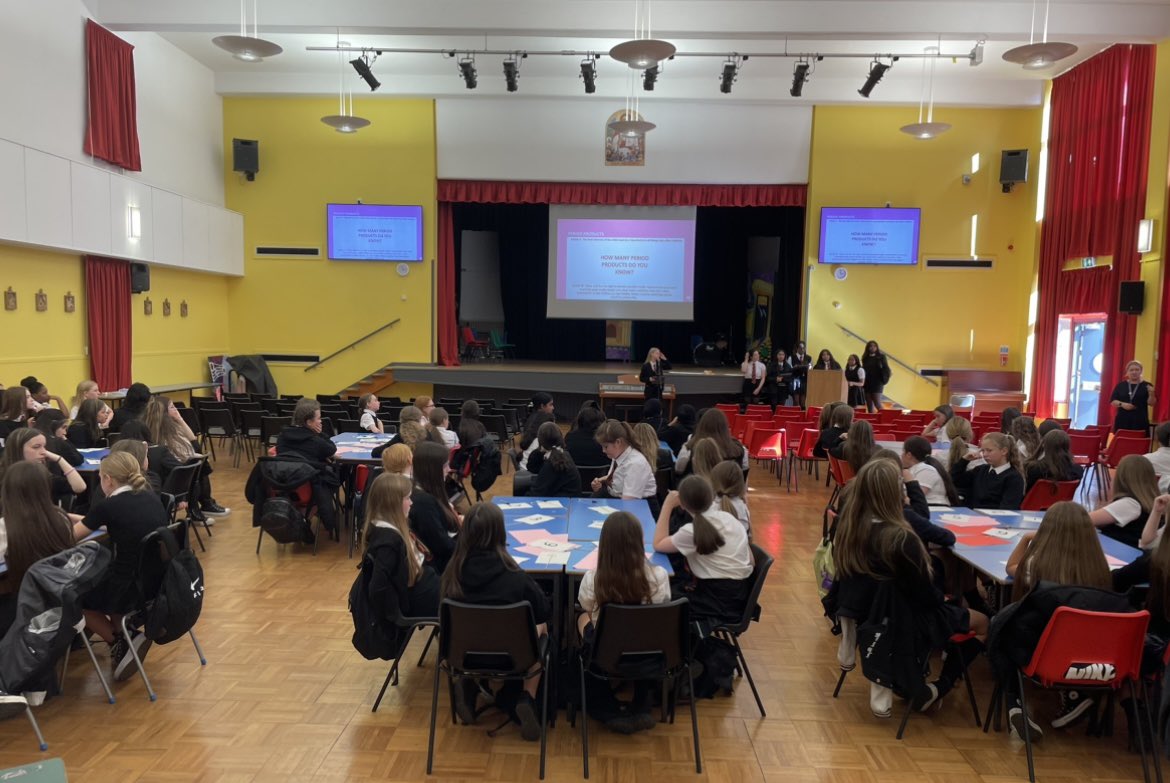 Proud of our S4 leaders who hosted in great style our #perioddignity conference for our S1 girls to raise awareness about menstruation issues & period products - a basic necessity. Thank you for the  #freeperiodproducts to promote this important initiative to #tackleinequality 👏