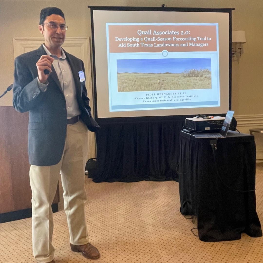 CKWRI recently hosted a reception in Houston for our Caesar Kleberg Partners, featuring student and faculty presentations about current quail, ocelot, and deer research.  To learn more about becoming a Caesar Kleberg Partner, please visit: ckwri.tamuk.edu/giving