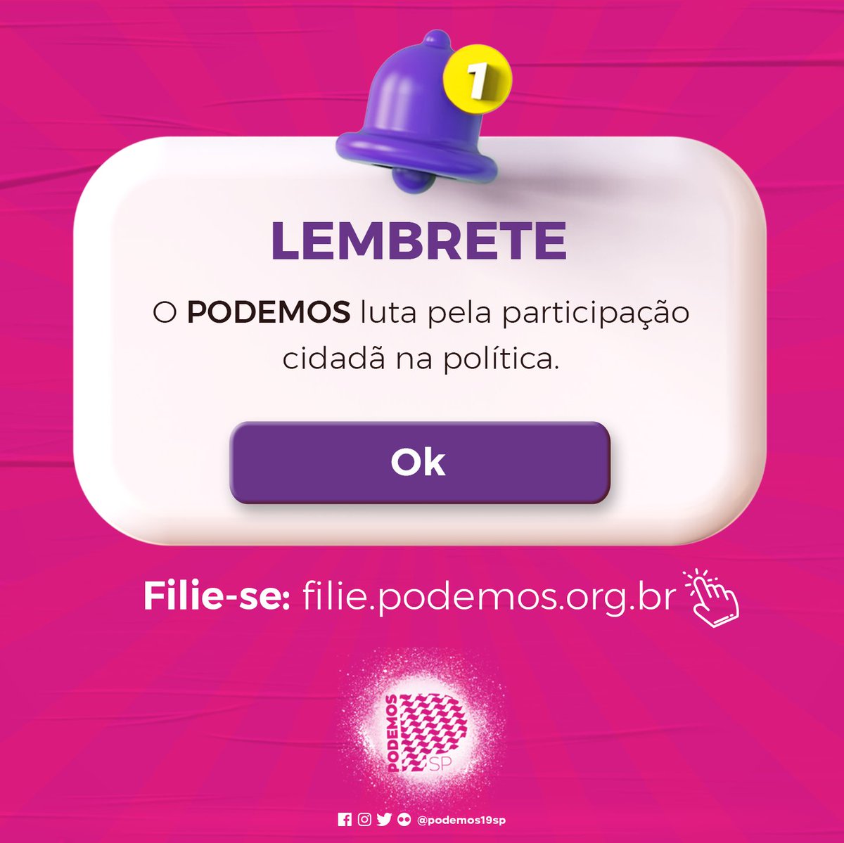 podemos19sp's tweet photo. Bora começar a semana com um lembrete importante?

A sua voz é importante para o Podemos-SP, partido que luta pela participação popular na política. E você pode fazer parte desse movimento!

Acesse https://t.co/u0eTeeWZ1D. https://t.co/nqHPSFmurI