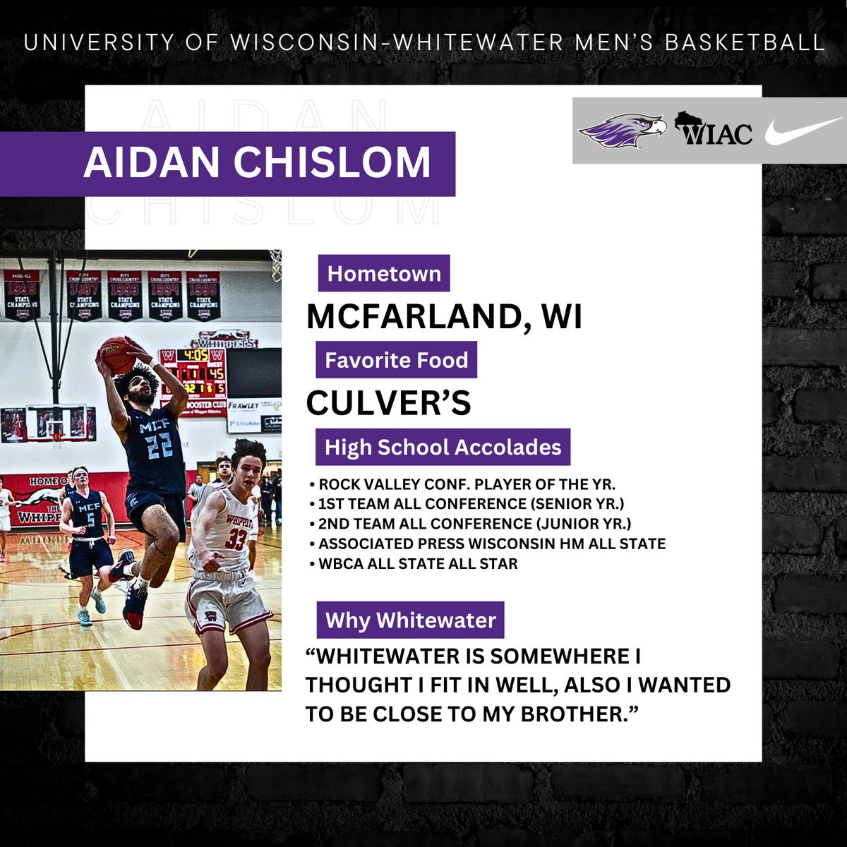 UW-Whitewater Men's Basketball (@uwwmenshoops) on Twitter photo The next new Warhawk to introduce is incoming freshman <a href="/TheAidanChislom/">Aidan Chislom</a> from <a href="/McFBasketball/">McF Boys Basketball</a> in Wisconsin! The next new Warhawk to introduce is incoming freshman <a href="/TheAidanChislom/">Aidan Chislom</a> from <a href="/McFBasketball/">McF Boys Basketball</a> in Wisconsin!