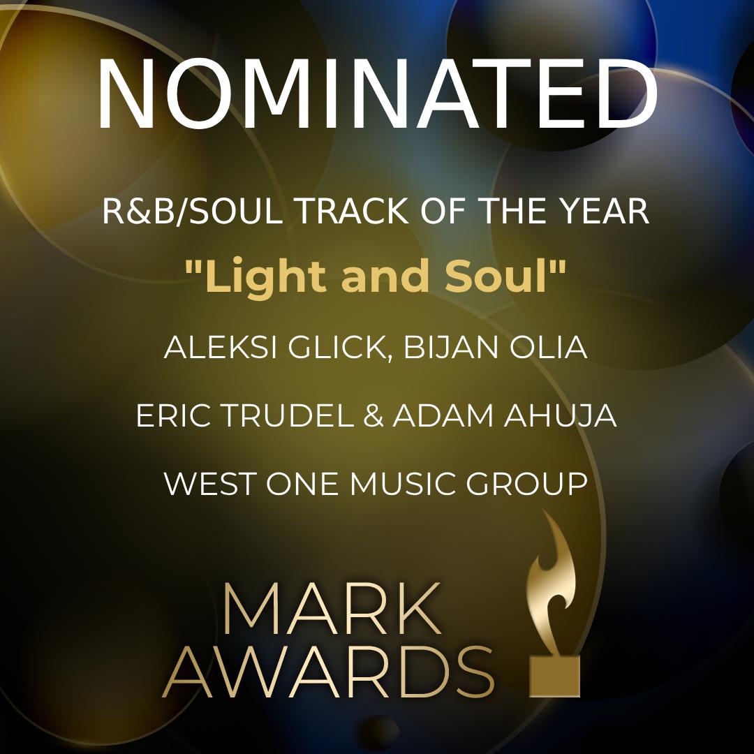 No better way than curing the case of the Mondays with a Mark Awards Nomination. “Light and Soul” was a true labor of love for @AleksiGlick , Adam Ahuja, Eric Trudel and myself. Special thanks to @thePMAmusic, @WestOneMusicGrp and Adam Stokes!
