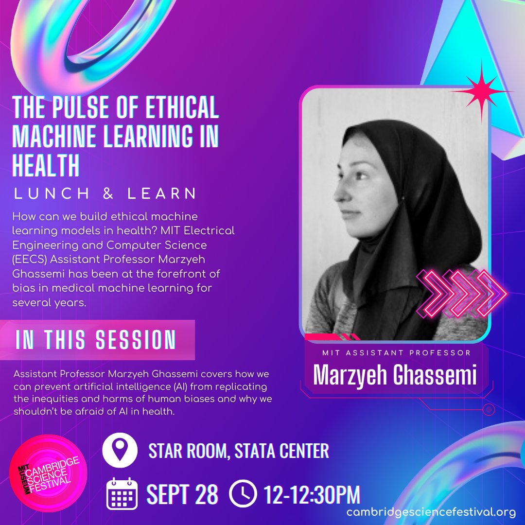 MIT Assistant Professor @MarzyehGhassemi has been at the forefront of bias in medical machine learning for several years. In this talk, she covers how we can prevent AI from replicating the inequities & why we shouldn’t be afraid of AI in health. ow.ly/ZzLf50PKjL9