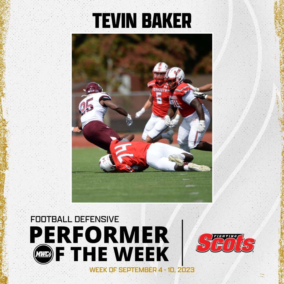 MWCSports's tweet photo. MWC Football Defensive Performer of the Week: Tevin Baker, Monmouth College @MCFightingScots https://t.co/7mRohL3ysH