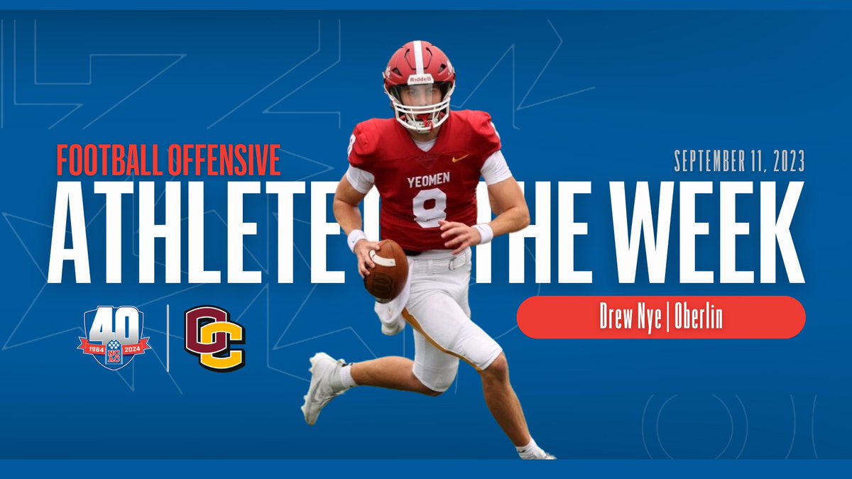 .@Yeo_Football's Nye crowned @NCAC football offensive athlete of the week 🔗 bit.ly/3RdmDlX