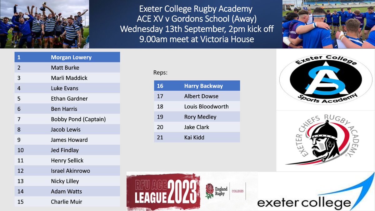 execollsport's tweet photo. TEAMS ARE OUT! Wednesday 13th September ⁦@ExeterCollege⁩ @exeterchiefsacademy ⁦@execollsport⁩ ⁦@ExeterChiefs⁩ ⁦@EngRugColleges⁩ #JointheJourney #exefam https://t.co/r94RvNFjl8