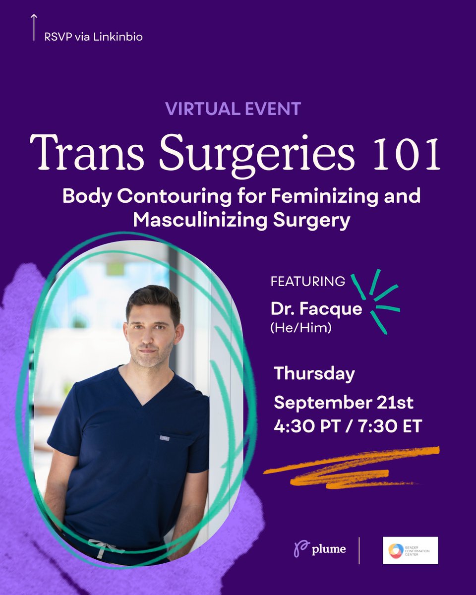 Learn the ins and outs of Body Contouring for both Feminizing and Masculinizing surgeries with queer board certified plastic surgeon, Dr. Alexander Facque (he/him) of the Gender Confirmation Center. RSVP in the linkinbio! #transgender