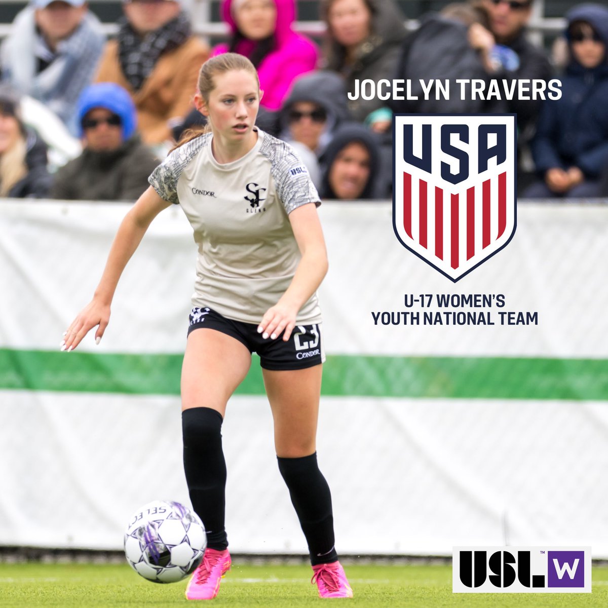 🇺🇸 Congrats to Jocelyn Travers for being called up to the latest <a href="/USYNT/">U.S. Soccer YNT</a> U-17 Camp! 

Just 15 years old, she was the youngest player on the field as our starting left back in the <a href="/USLWLeague/">USL W League</a> Western Conference Final. We’re all proud of you!

#UpTheGlens | #ForTheW