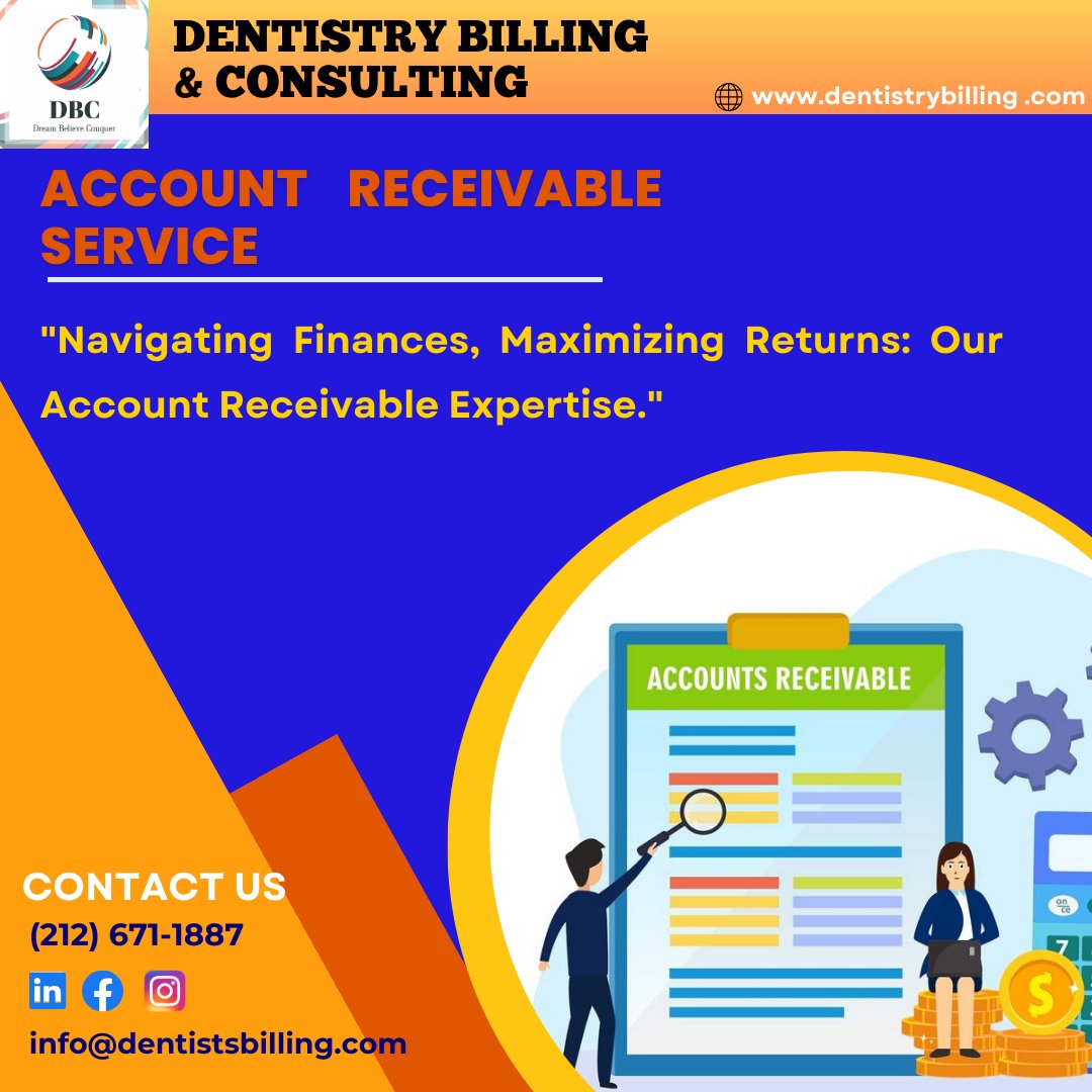 Say goodbye to overdue payments and hello to a healthier cash flow! Explore our tailored Account Receivable services today. 💳💡

#Tweet #accountreceivable #Accounting #accountingexpert #dentalcare