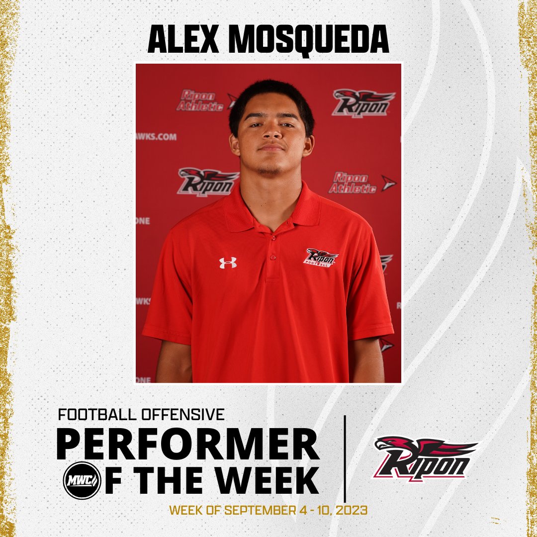 MWCSports's tweet photo. MWC Football Offensive Performer of the Week: Alex Mosqueda, Ripon College @RiponRedHawks https://t.co/00Qb1wTe9v