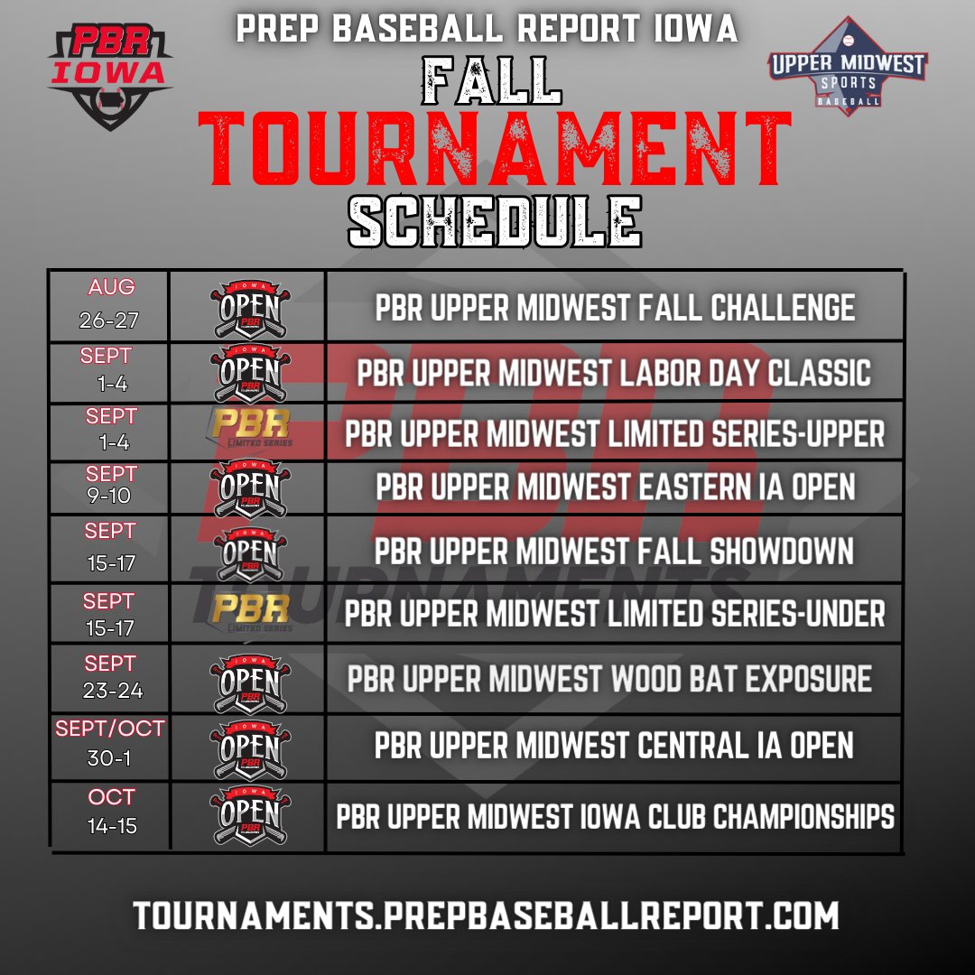 𝘗𝘉𝘙 𝘐𝘖𝘞𝘈 2023 𝘍𝘢𝘭𝘭 𝘛𝘰𝘶𝘳𝘯𝘢𝘮𝘦𝘯𝘵 𝘚𝘤𝘩𝘦𝘥𝘶𝘭𝘦 Do not miss your chance to play in the Upper Midwest's premier fall tournaments. Weekends are filling fast! Visit the @PBRTournaments for a schedule of all events. 🗓️➡️ loom.ly/StTMRDY