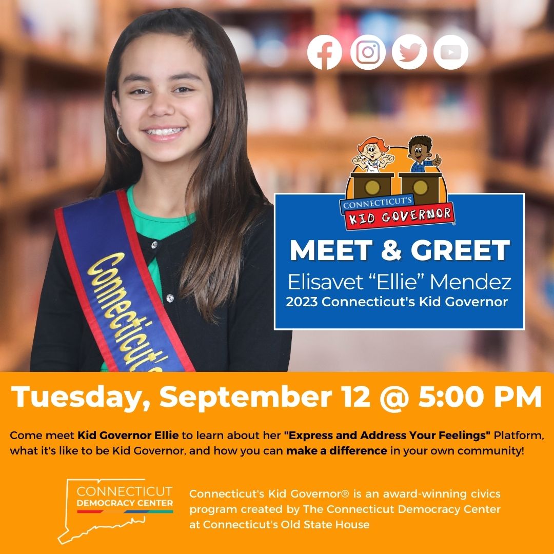 CTKidGovernor's tweet image. Have you heard? Kid Governor Ellie is kicking off her #LibraryCircuit tour TOMORROW at Edith Wheeler Memorial Library (@ewmlct) in Monroe! You can learn more at CT.KidGovernor.org/CTKGEllie/2023…

#CTKGEllie #CivicsEducation #MentalHealth #K5SocialStudies
