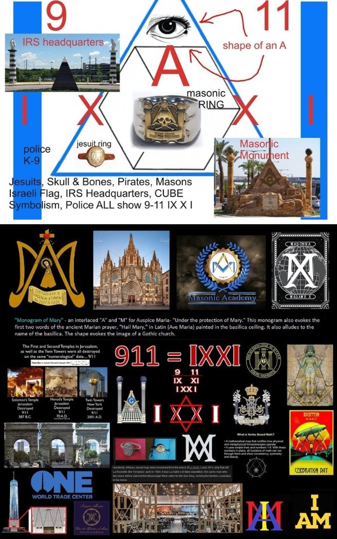 IXXI or 9/11 is encoded in the Monogram of Mary 'Ava Maria' or AM. IXXI is, also, encoded in 'I AM What I AM'. 