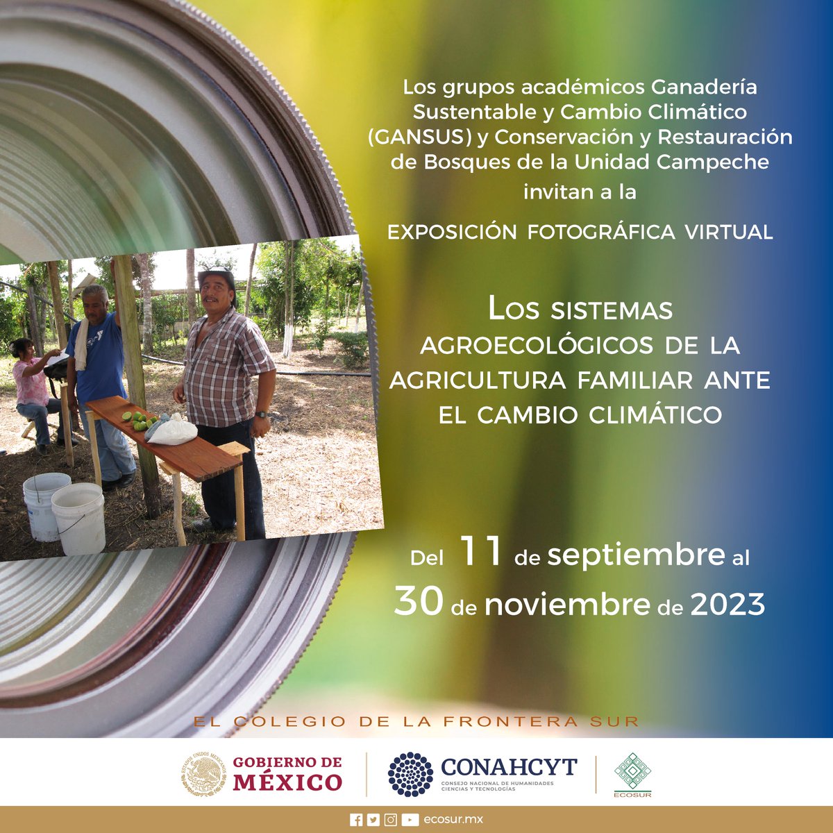 #Exposiciónfotográfica virtual || 𝗟𝗼𝘀 𝘀𝗶𝘀𝘁𝗲𝗺𝗮𝘀 𝗮𝗴𝗿𝗼𝗲𝗰𝗼𝗹ó𝗴𝗶𝗰𝗼𝘀 𝗱𝗲 𝗹𝗮 𝗮𝗴𝗿𝗶𝗰𝘂𝗹𝘁𝘂𝗿𝗮 𝗳𝗮𝗺𝗶𝗹𝗶𝗮𝗿 𝗮𝗻𝘁𝗲 𝗲𝗹 𝗰𝗮𝗺𝗯𝗶𝗼 𝗰𝗹𝗶𝗺á𝘁𝗶𝗰𝗼

📅 Del 11 de septiembre al 30 de noviembre de 2023

➡️ acortar.link/5izC1b

#ECOSUR