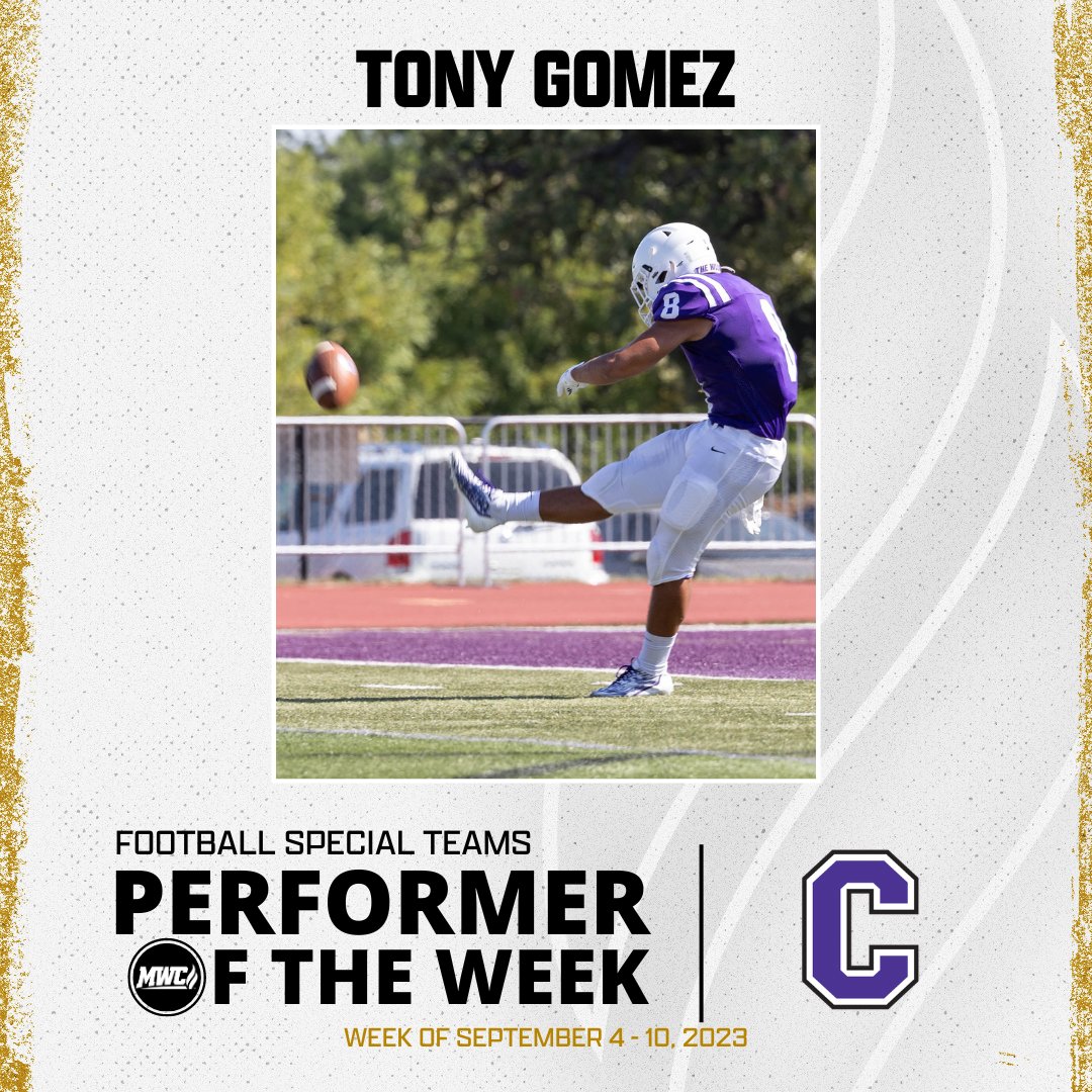Midwest Conference (@mwcsports) on Twitter photo MWC Football Special Teams Performer of the Week: Tony Gomez, Cornell College <a href="/CornellRams/">Rams Athletics</a> MWC Football Special Teams Performer of the Week: Tony Gomez, Cornell College <a href="/CornellRams/">Rams Athletics</a>