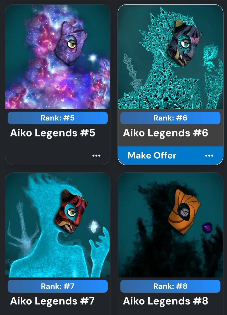 AikoSociety's tweet image. ℹ️We inform that the Official Rank of our NFT Collection #AikoLegends is Live on @EbisusBay here: app.ebisusbay.com/collection/aik…

🧐Happy hunting and And Congratulations to all Our First Legends Holders! 🎭🐉🚀

#Web3 #Crofam #Aikofam #BTC #ETH #CronosChain #NFTCollection #AikoLegends