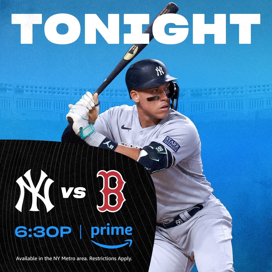 New York Yankees on X: Catch tonight's Yankees-Boston game on @PrimeVideo  👉  Coverage begins at 6:30 pm ET.   / X