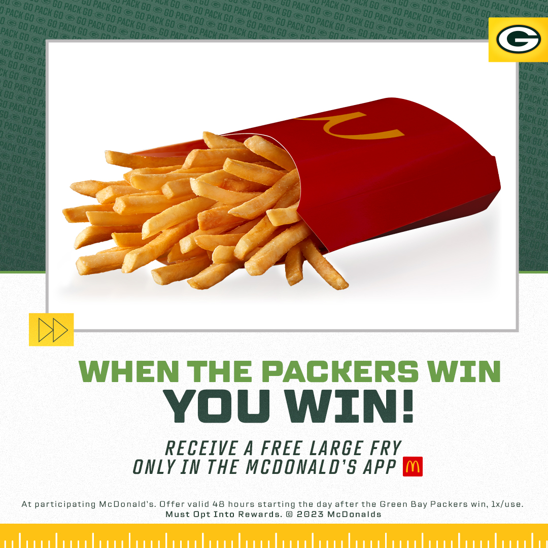 packers's tweet photo. When the #Packers win, you win! 

🍟: https://t.co/SUhmQYszSj

#GoPackGo https://t.co/ynzGYMI73i
