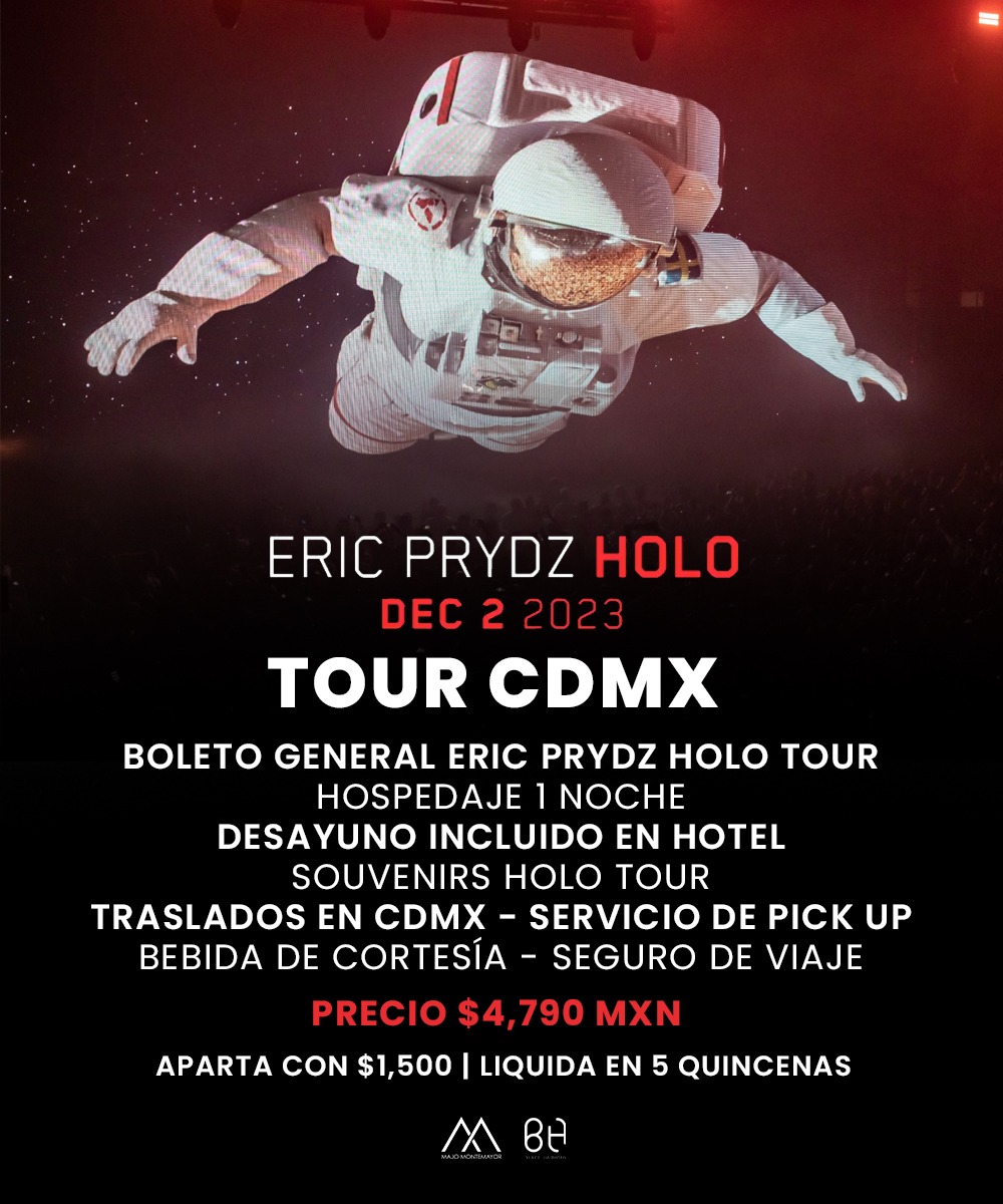 majomontemayor's tweet photo. #electrolovers! Nuestros paquetes para #HoloTour de Eric Prydz ya están disponibles 🥳 Viaja con nosotros y @blackharmonymex a esta imperdible experiencia visual.
Información acá 👉 https://t.co/PxlgTsIdn3 https://t.co/7JcwnViFMU