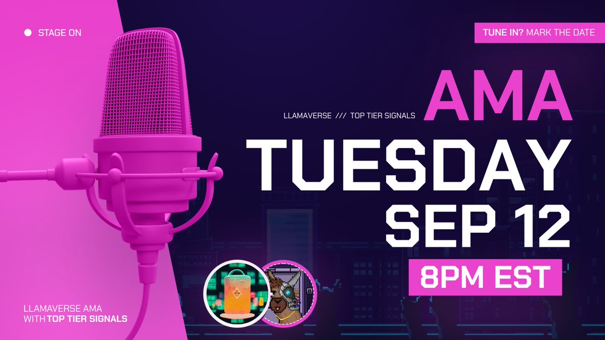 Llamaverse 🤝<a href="/TopTierSignals/">Top Tier Signals</a>

We have partnered with Top Tier to provide ALL llama holders with FULL access to their Entry Sniping Trader Indicator 📈

Join us in Discord tomorrow at 8PM EST for an AMA with their team to learn how you can use this tool to be a better trader 🔥