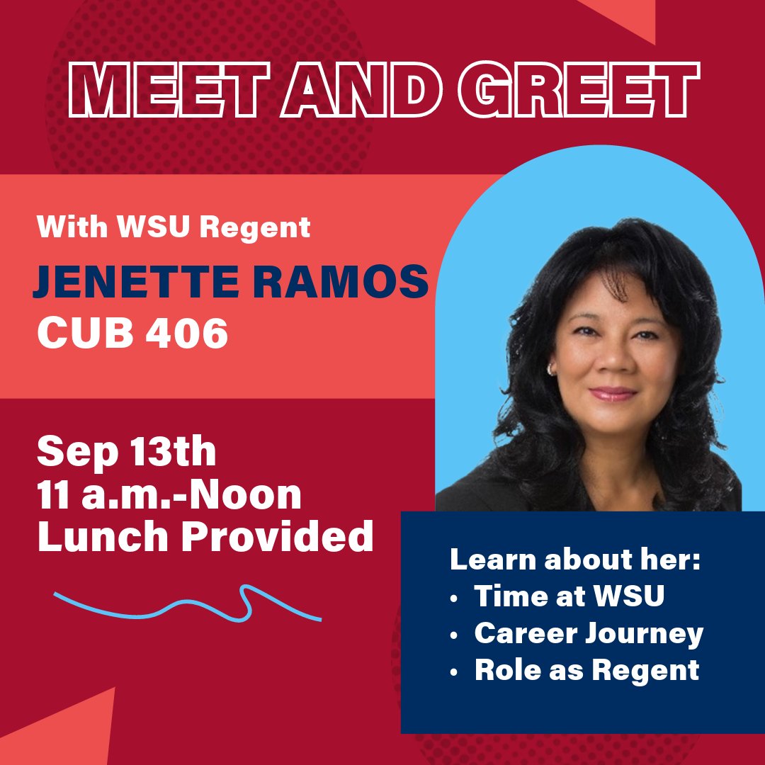 Excited to have one of our <a href="/WSUCougars/">Washington State Cougars</a> Regents join us this Wednesday!