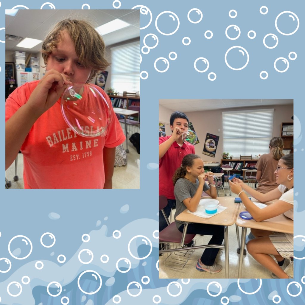 Mrs. Fontaine's 7th grade science students had a fun time exploring the science of bubbles!  Bubbleology-the study of bubbles!