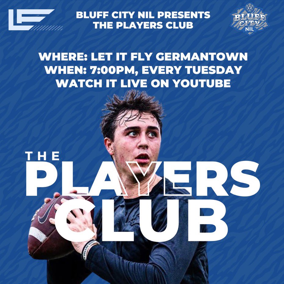 Bluff City Collective (@bluffcitycollec) on Twitter photo Tomorrow nights guests on The Player’s Club will be <a href="/andariuscoffeyy/">An’Darius Coffey</a>, <a href="/kobydrake_53/">Koby Drake</a>, <a href="/TerranceMcClai8/">Terrance McClain</a> and <a href="/whitlowww_/">William Whitlow, Jr.</a> Come support these players, meet fellow Tiger fans and have a good time at Let It Fly, 7:00. Tomorrow nights guests on The Player’s Club will be <a href="/andariuscoffeyy/">An’Darius Coffey</a>, <a href="/kobydrake_53/">Koby Drake</a>, <a href="/TerranceMcClai8/">Terrance McClain</a> and <a href="/whitlowww_/">William Whitlow, Jr.</a> Come support these players, meet fellow Tiger fans and have a good time at Let It Fly, 7:00.
