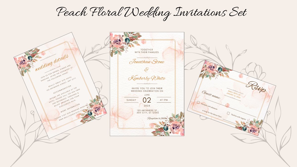 TheCheekyChoice's tweet photo. Printable Wedding Invitation Set, RSPV Wedding Invitation, Peach Floral Wedding Invite, Wedding Invite Information, Editable Canva Template https://t.co/JRNlxeU34y #wedding #pink #weddinginvitation #invitationtemplate #floralwedding #weddinginvite #weddinginvitation #weddingsuite https://t.co/VvmpMcTA6t