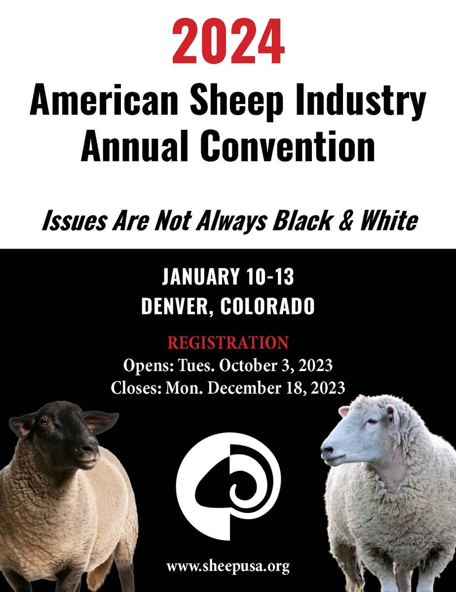 🐑 Mark your calendars and get ready for the ASI ANNUAL CONVENTION 2024, In Denver ! 🐑
This event promises to be a highlight of the year for everyone involved in the sheep industry