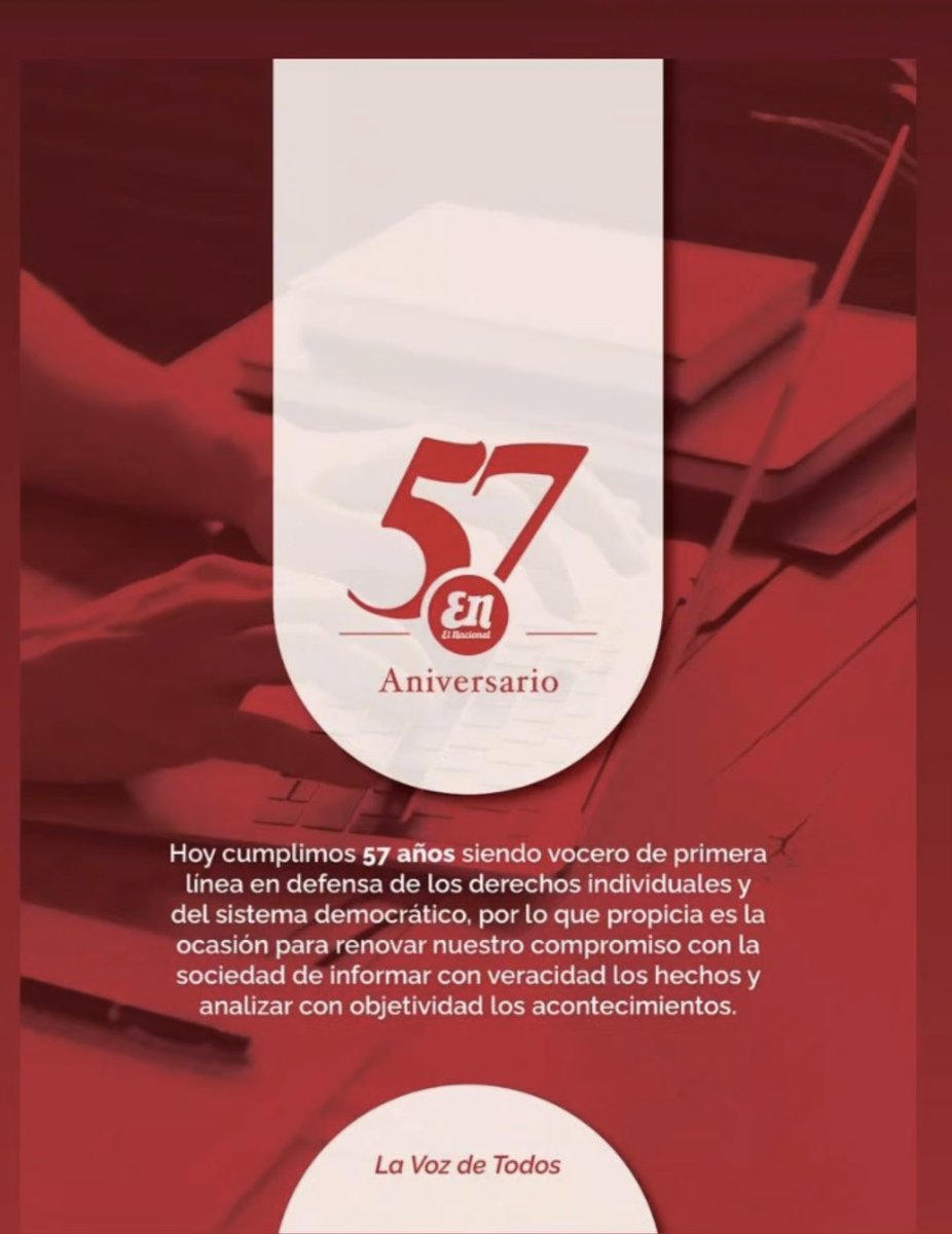Hoy felicitamos en su 57 aniversario al periódico <a href="/ElNacionalRD/">El Nacional</a> y el arduo trabajo de mantenernos informados con responsabilidad y entrega.