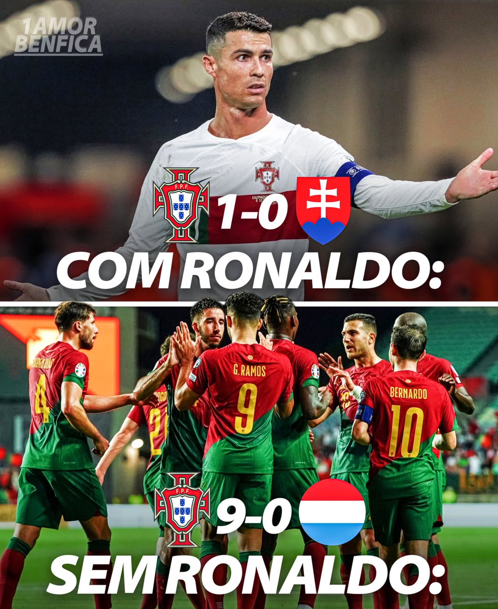 Não é querer ser anti Ronaldo mas é clara a diferença no desempenho dos outros jogadores sem Ronaldo em campo 🤷‍♂️