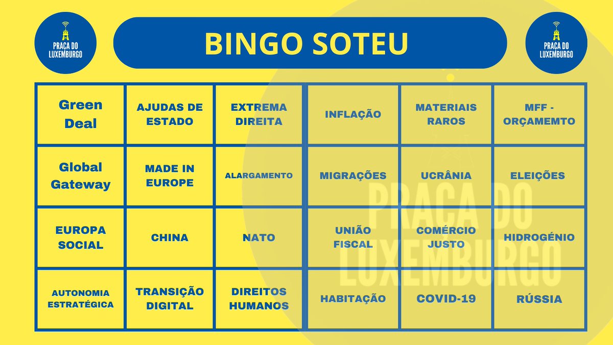 Esta quarta-feira, às 8h da manhã, <a href="/vonderleyen/">Ursula von der Leyen</a> arranca o Estado da União. Um horário de sonho para os portugueses... porque a maioria ainda está meio a dormir.

A Praça vai estar a seguir e vocês podem mandar uns bitaites. Sirvam o café e juntem-se à mesa para um #BingoSOTEU☕🇪🇺
