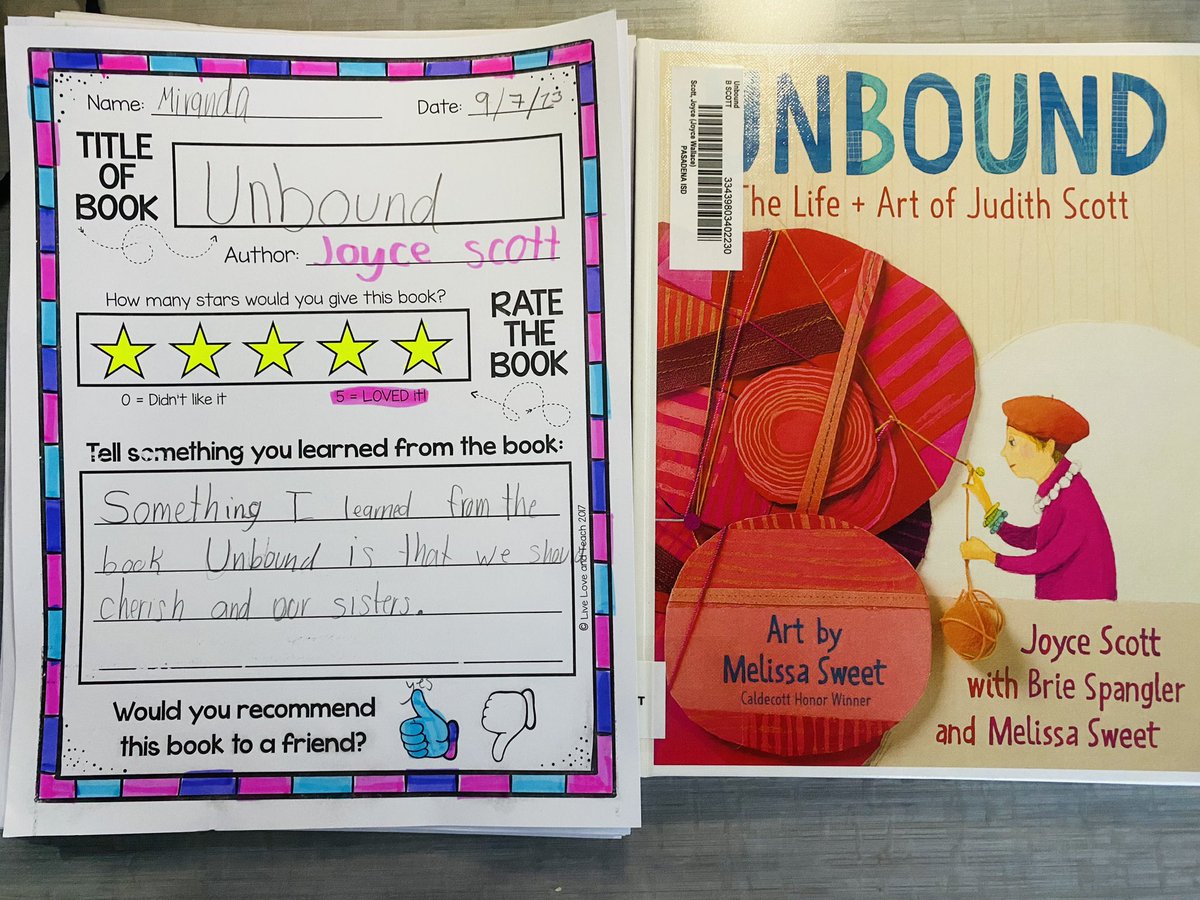 Last week we read Unbound and wrote a short review. We definitely recommend it! <a href="/MaeSmythe/">Mae Smythe Elementary</a> <a href="/pisdesela/">PISD Elementary Language Arts & Reading</a> #itsagreatdaytobeamustang