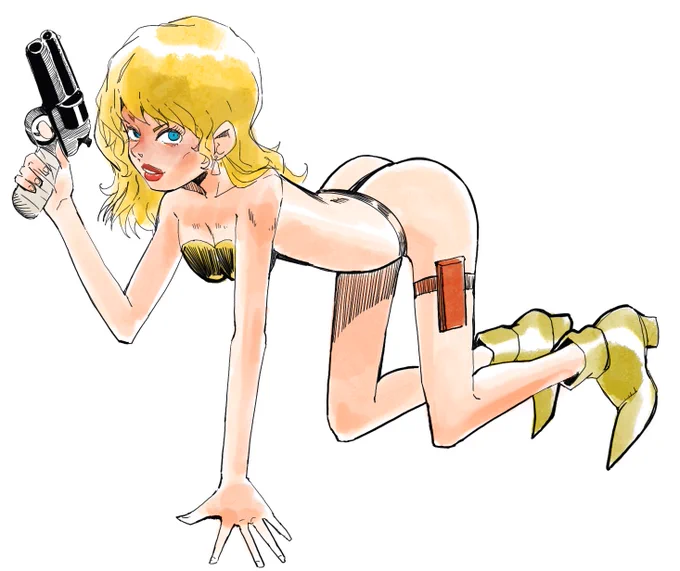 寺沢武一氏のコブラ、ベルモントとかバーバレラとかの雰囲気でオシャレ!が第一印象でした。あとこの構図が許されるのはコブラだけ! 