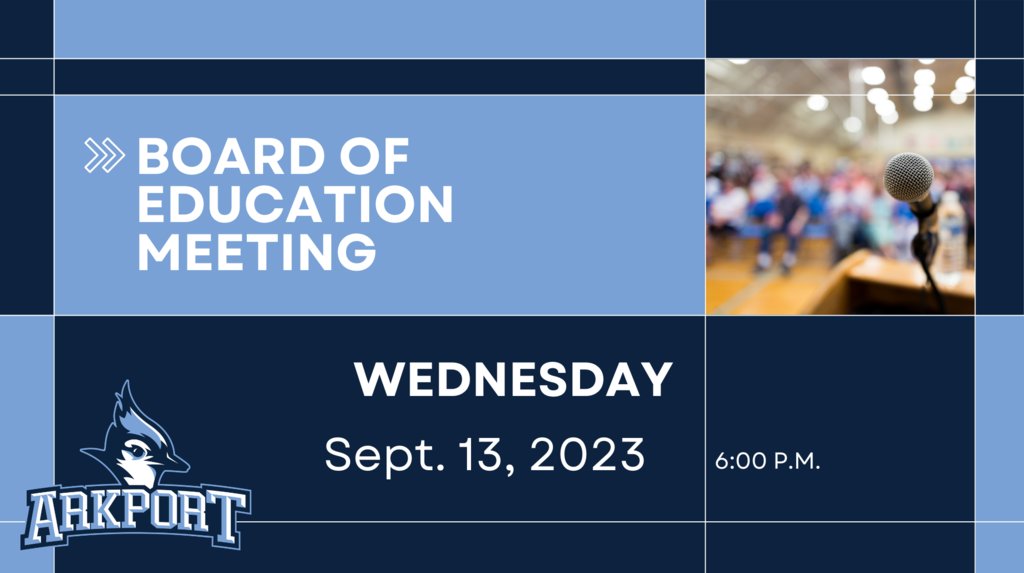 ArkportCsd's tweet photo. On Wednesday, September 13 at 6:00 p.m., there will be a board of education meeting. This meeting will be held in the chorus room and the public is welcome to attend. Use this link to access the meeting materials: https://t.co/QAZFfa0T9n https://t.co/roUIvXHnqG