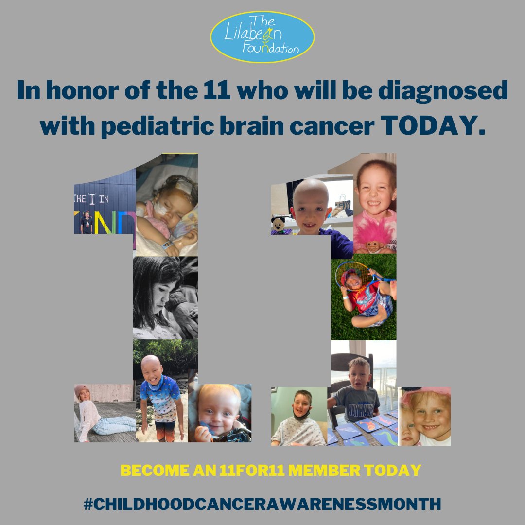 Approximately 11 children will be diagnosed with brain cancer today... Will you give just 40 cents daily to support critical research for pediatric brain cancer?

give.classy.org/LBF11for11

#11for11 #childhoodcancerawareness