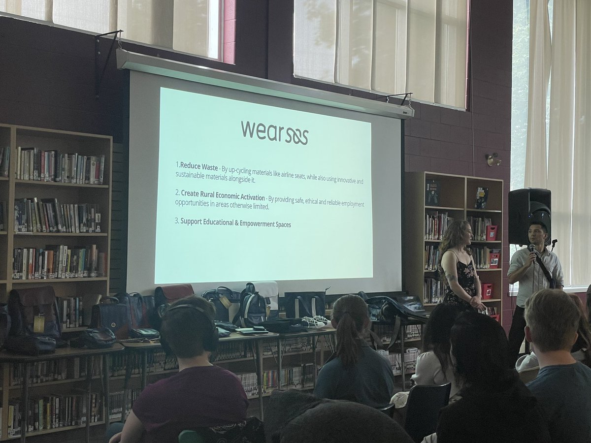 eci_IMPACT's tweet image. 🙌🏻💗💚🙌🏻 alumni Lynne and partner Christian for sharing your passion for making difference with the launch of wearsos, a socially conscious brand using upcycled airline leather to create unique pieces that reduce waste, and promote local economy activation. @wrdsb @ECI_Events