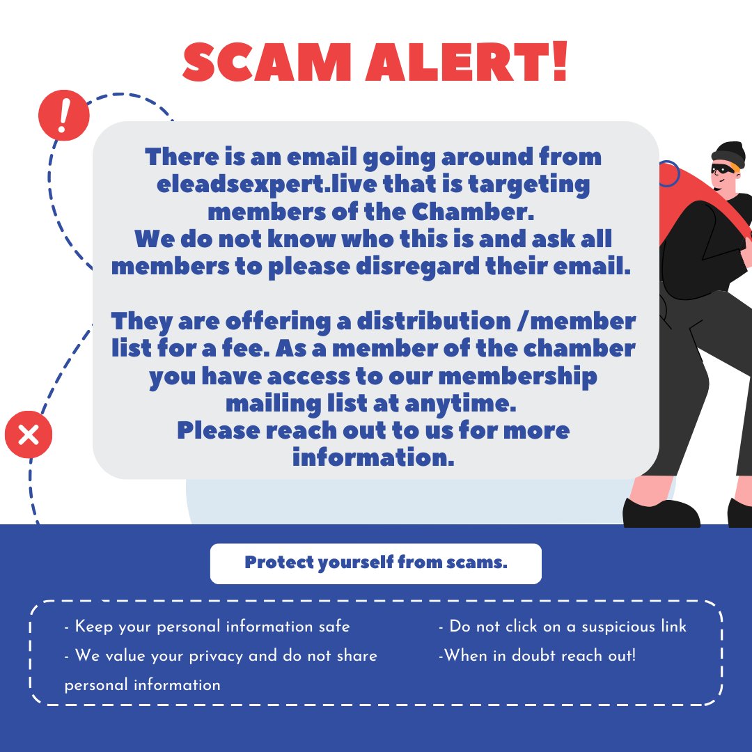 We have just become aware of this scam targeting our membership. Please reach out to us anytime someone asks for payment on our behalf. When in doubt, reach out!