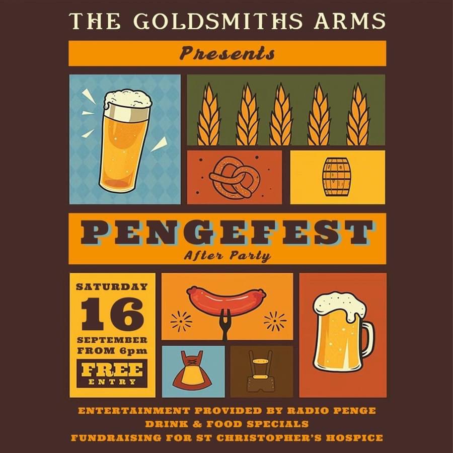 Pengefest (@pengefest) on Twitter photo THIS SATURDAY: Penge Fest afterparty at the Goldsmiths! Join us for food and entertainment and help us fundraise for St Christopher’s Hospice from 6pm. See you then! 🍽🍻<a href="/thepengetourist/">Penge Tourist Board</a> <a href="/StChrisHospice/">St Christopher's</a> <a href="/SE20Penge/">Penge SE20</a> <a href="/cpsubway/">Crystal Palace Subway</a> <a href="/Beckenham/">BeckenhamTown 🇪🇺</a> <a href="/BeckTogether/">Beckenham Together</a> <a href="/cpp_friends/">Friends of Crystal Palace Park</a> <a href="/catoralexandra/">Friends of Cator and Alexandra</a> THIS SATURDAY: Penge Fest afterparty at the Goldsmiths! Join us for food and entertainment and help us fundraise for St Christopher’s Hospice from 6pm. See you then! 🍽🍻<a href="/thepengetourist/">Penge Tourist Board</a> <a href="/StChrisHospice/">St Christopher's</a> <a href="/SE20Penge/">Penge SE20</a> <a href="/cpsubway/">Crystal Palace Subway</a> <a href="/Beckenham/">BeckenhamTown 🇪🇺</a> <a href="/BeckTogether/">Beckenham Together</a> <a href="/cpp_friends/">Friends of Crystal Palace Park</a> <a href="/catoralexandra/">Friends of Cator and Alexandra</a>