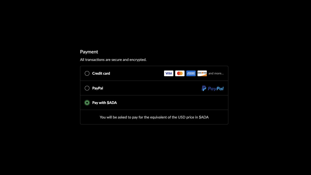 Look and see #CardanoCommunity

How beautiful is witnessing ADA show up right next to Visa and Paypal?

I bet some degens will 𝙤𝙣𝙡𝙮 accept ADA in their stores...

Only if they get their hands on the "Shopify Plugin" made available via Project Catalyst

Vote Now! (please)