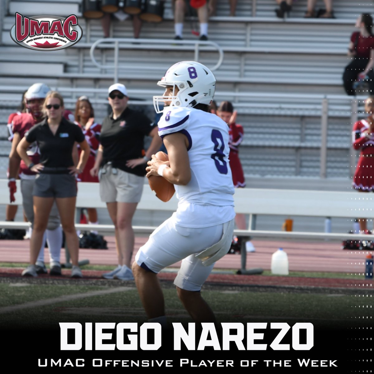 @crowncollegefb Diego Narezo completed 27 passes and totaled 459 passing yards with 5 total touchdowns and was named UMAC Offensive Player of the Week!

#offense #football #passing
@kwiktrip