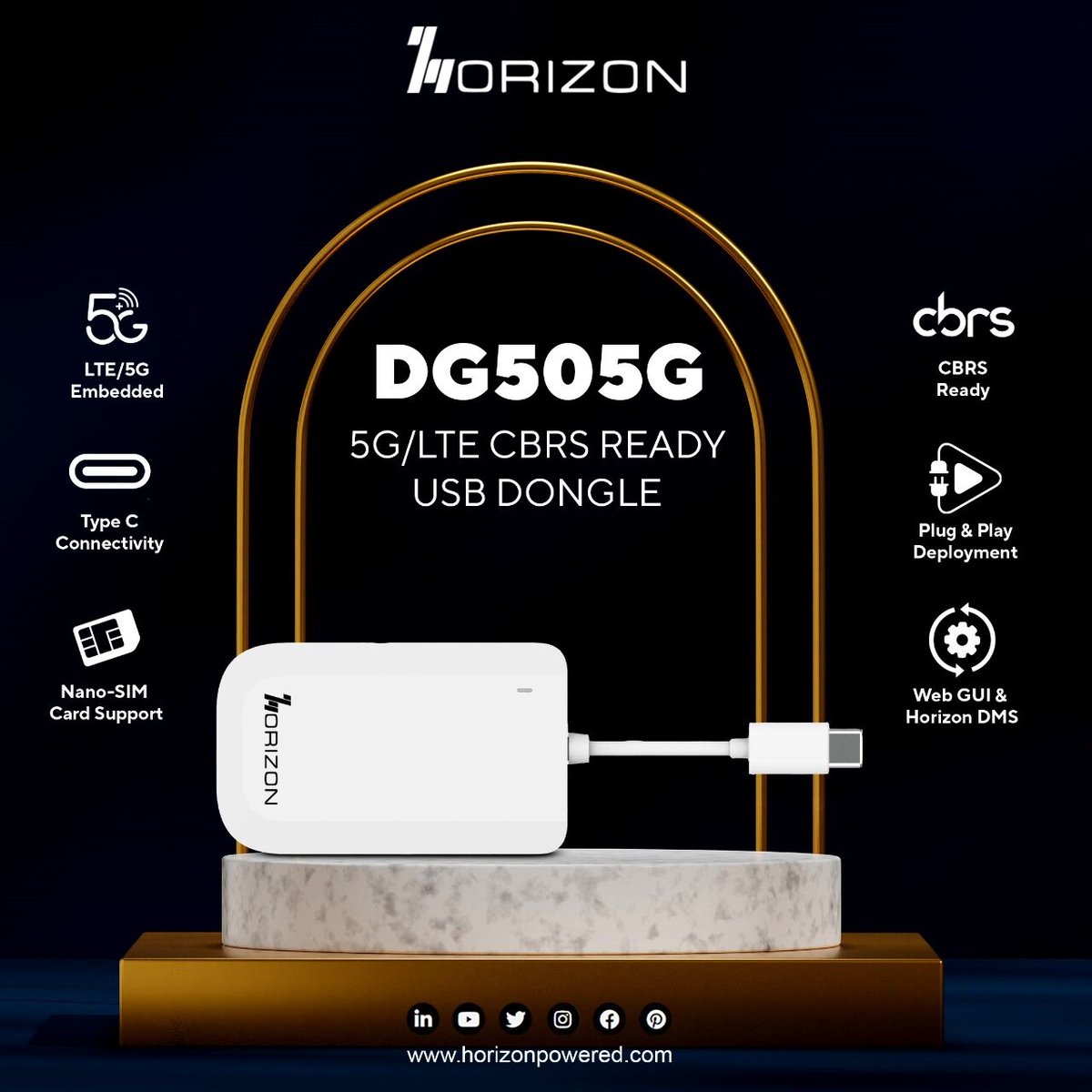 Introducing the Horizon DG505G, a versatile #TypeC #USBdongle designed for #5G/#LTE connectivity. With support for #NanoSIM cards, it's your seamless #PlugnPlay solution for #HighSpeedIinternet access. 
horizonpowered.com/devices/usb-do…
 #Connectivity #CBRS #HorizonPowered #StayConnected