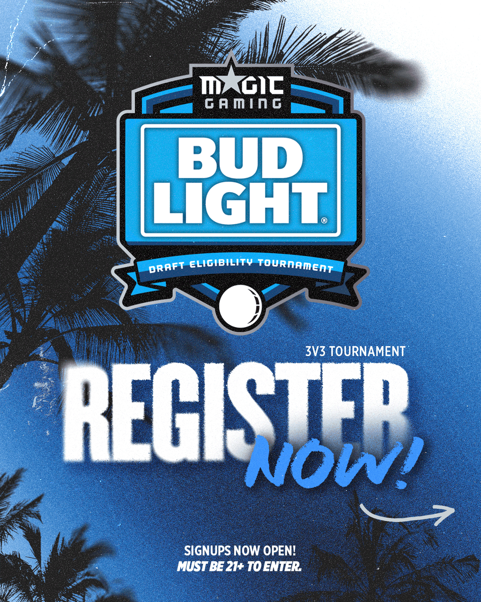 MagicGaming's tweet photo. Magic Gaming x Bud Light Draft Eligibility Tournament Series: 3v3

🎟️ FREE TO ENTER
🪪 MUST BE 21+
🎮 PS5 &amp; XBOX SERIES S/X 
👥 32 TEAMS TOTAL
⚔️ ALL MATCHUPS: BEST OF 5

Sign-up now 👉 https://t.co/RkJxEnbuM8

@BudLightGaming | #NBA2K24 https://t.co/Tr2YFjOAA1