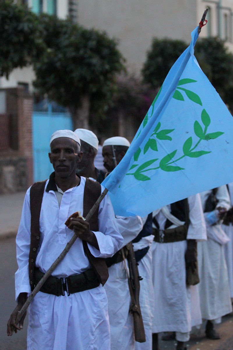 SirakBahlbi's tweet photo. The blue &amp; green olive historical flag of #Eritrea is part &amp; parcel of #Eritrean history &amp; is proudly displayed in Eritrea #Asmara during independence day &amp; 1st September national celebrations. No turncoat phony brigades can misrepresent this flag to present their nihilist vision https://t.co/UJVE0Gjy7A