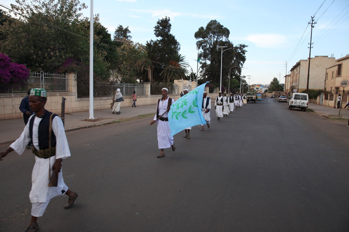 SirakBahlbi's tweet photo. The blue &amp; green olive historical flag of #Eritrea is part &amp; parcel of #Eritrean history &amp; is proudly displayed in Eritrea #Asmara during independence day &amp; 1st September national celebrations. No turncoat phony brigades can misrepresent this flag to present their nihilist vision https://t.co/UJVE0Gjy7A