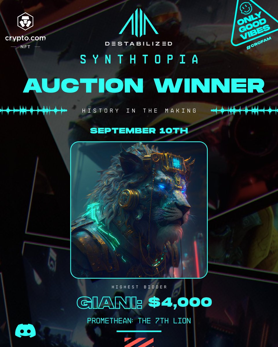 synthtopiaworld's tweet image. 💥 As Synthtopians, we fight for our treasures with pride and prowess ⚔️ 🌌

🏆 Amidst the galaxies, @IG_Single emerged as the highest bidder, taking home the 7th Lion after a fierce bidding war, sealing the deal at $4,000 and securing the Lion Sculpture alongside other perks.…