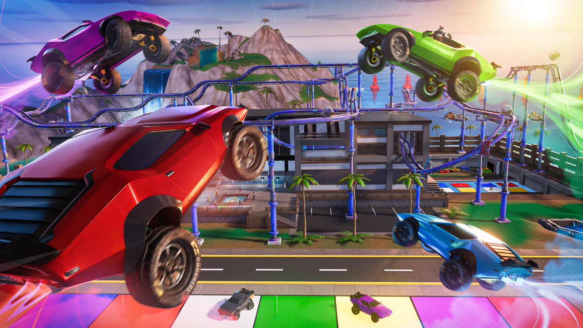 Welcome to Color Dash Universe! 

Random color picked, Must drive quickly to that color before tiles drop! Last man alive wins! 

Frogger
Mini color switch 
Box fights 
Boats 
Parkour 
Baller coaster 
Concert 
Fish frenzy 
God/bus Spectate

Code: 0674-2650-3962 

Created in UEFN