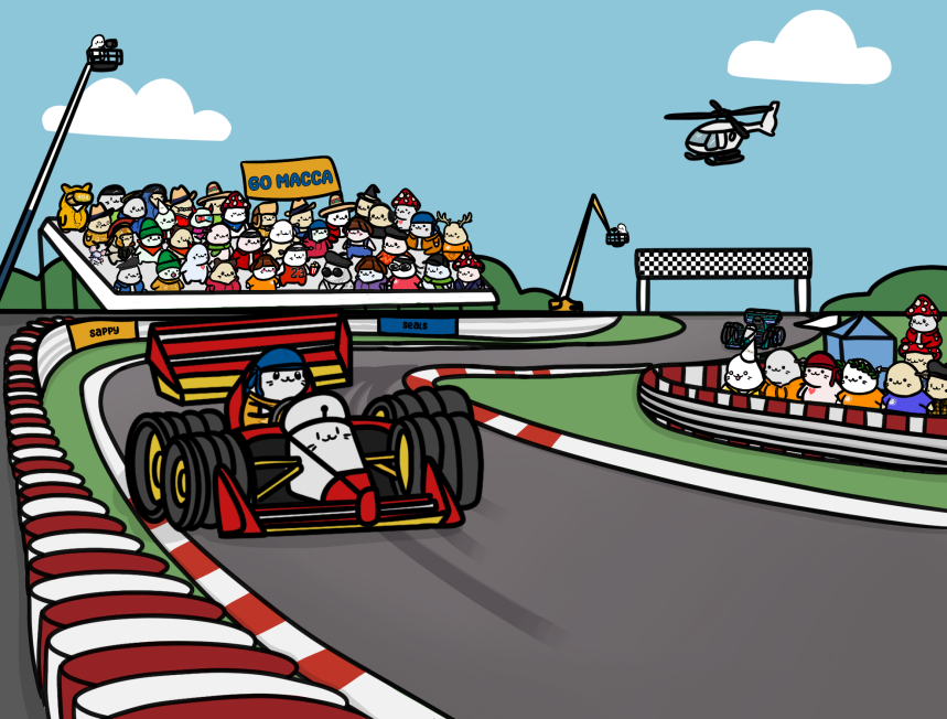 macca on the F1 car 
macca on the F1 car
macca on the F1 car
macca on the F1 car
macca on the F1 car

(thank you @KrakenNFT and <a href="/williamsf1/"></a> for getting macca on the F1 car)

MACCA ON THE F1 CAR